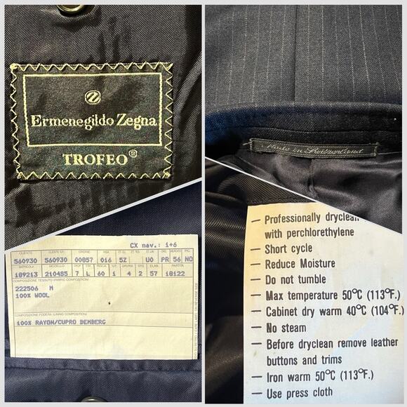 Ermenegildo Zegna Trofeo Mens 50L 38x30 Blue Tan Stripe Flannel Suit - Picture 16 of 16